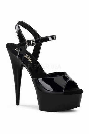 DELIGHT-609 Platform Sandal  | Black Patent