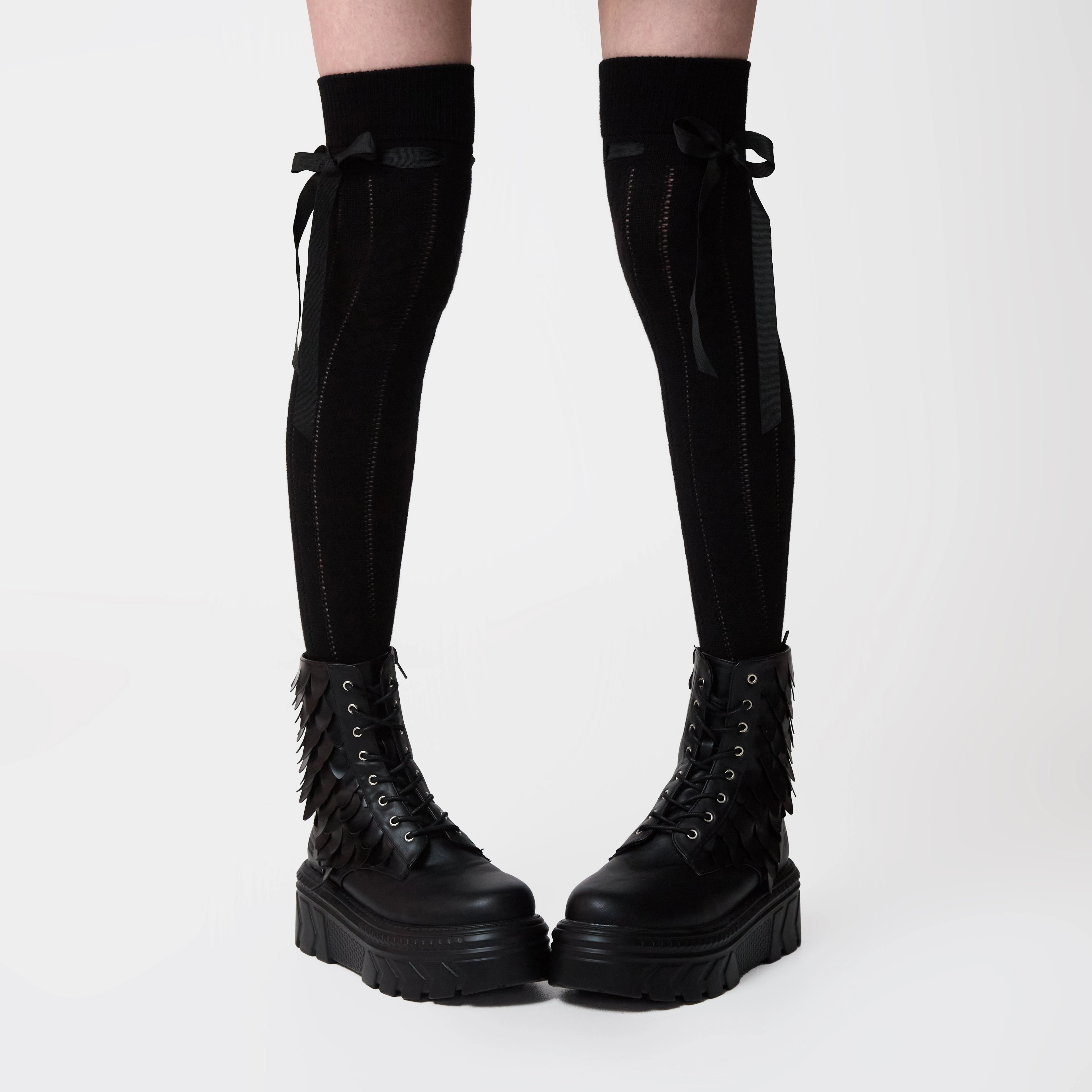 Draco Scale Chunky Stomper Boots - Black