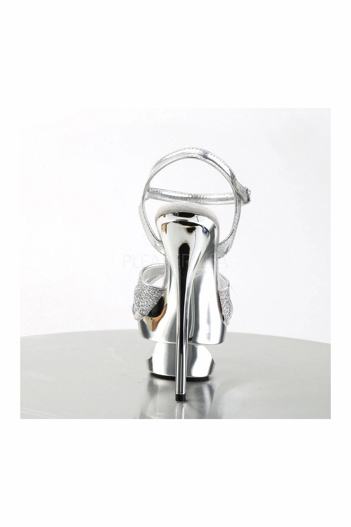 ECLIPSE-619G Platform Sandal  | Silver Glitter