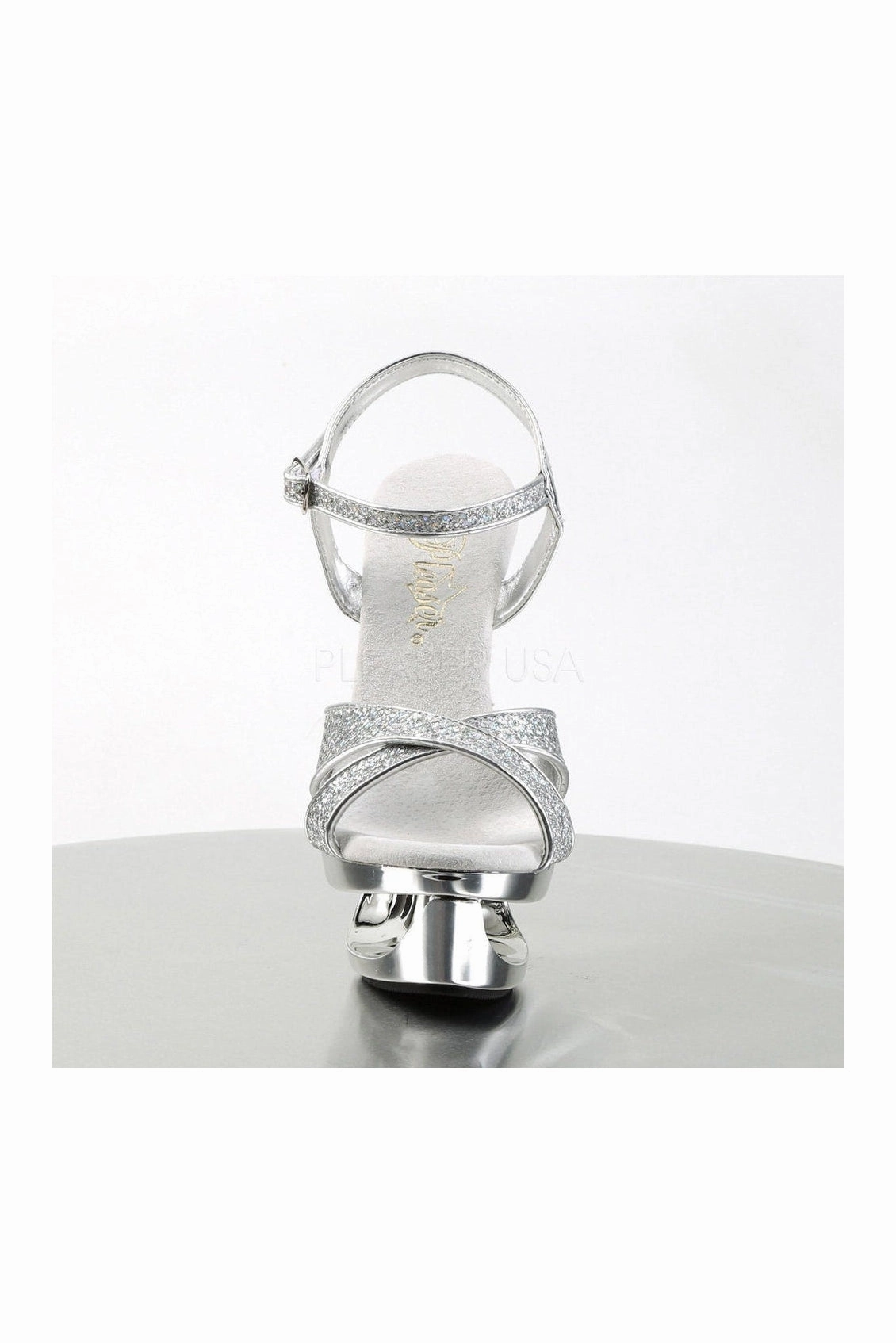 ECLIPSE-619G Platform Sandal  | Silver Glitter
