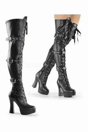 ELECTRA-3028 Platform Boot  | Black Faux Leather