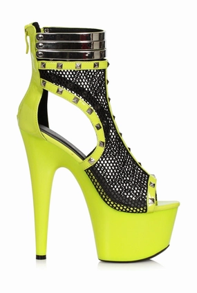 Ellie Shoes 709-FORGE Stiletto Boot with Fishnet & Stud Embellishments