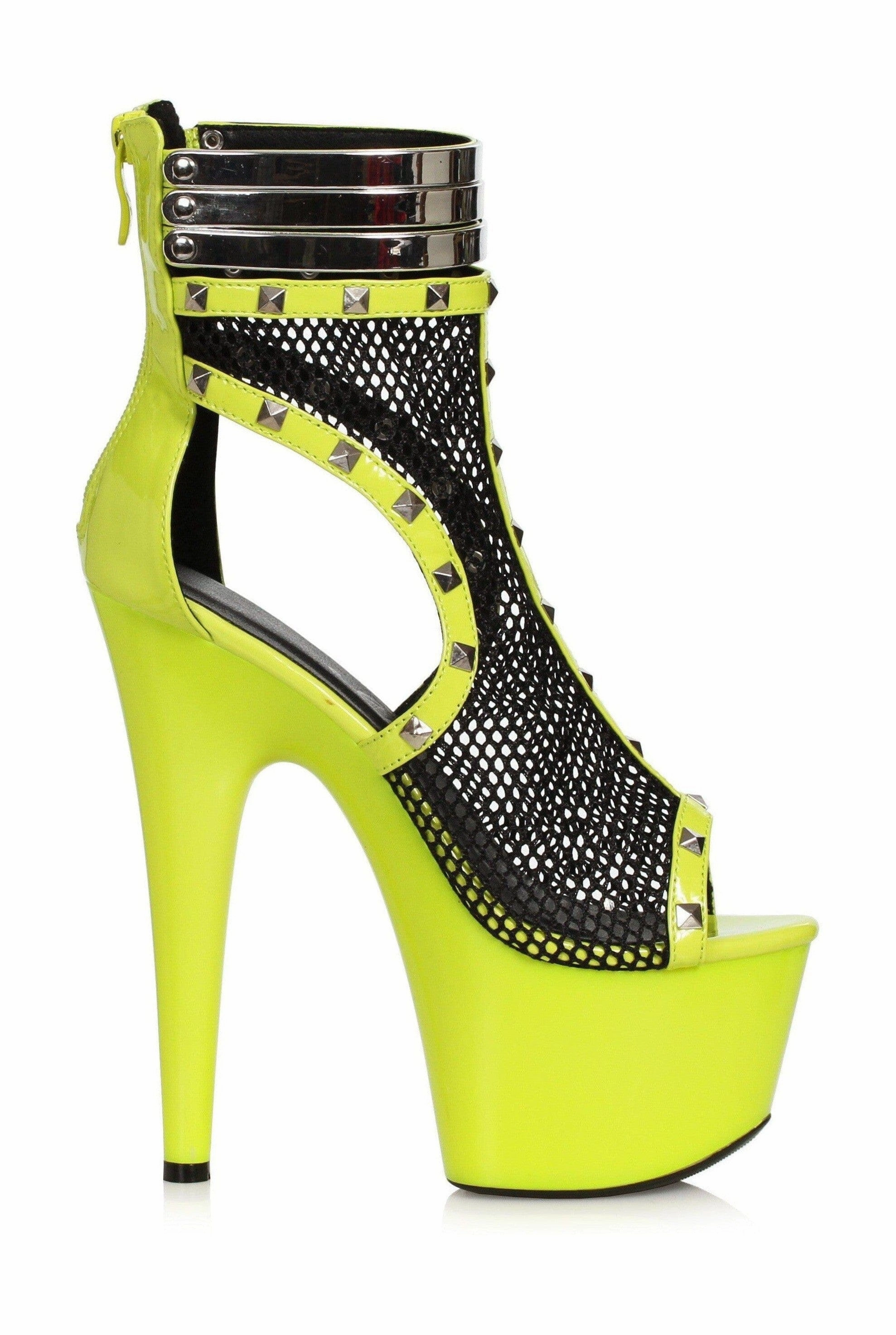Ellie Shoes 709-FORGE Stiletto Boot with Fishnet & Stud Embellishments