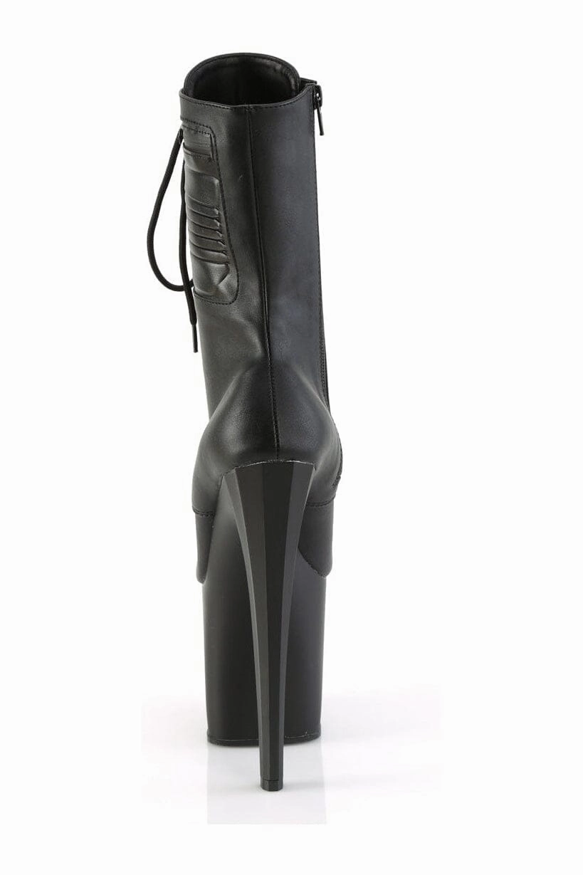 ENCHANT-1040PK Black Faux Leather Ankle Boot