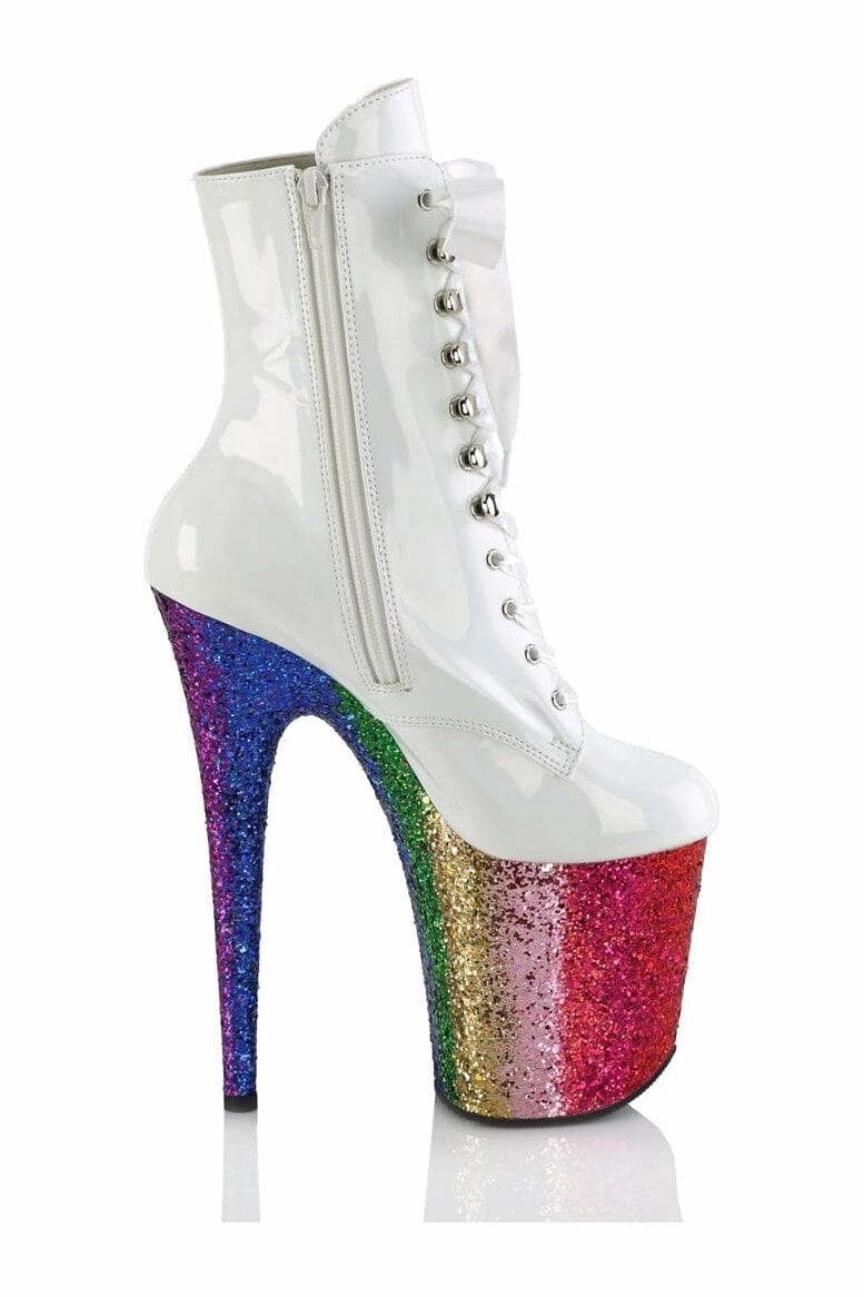 FLAMINGO-1020HG White Patent Ankle Boot