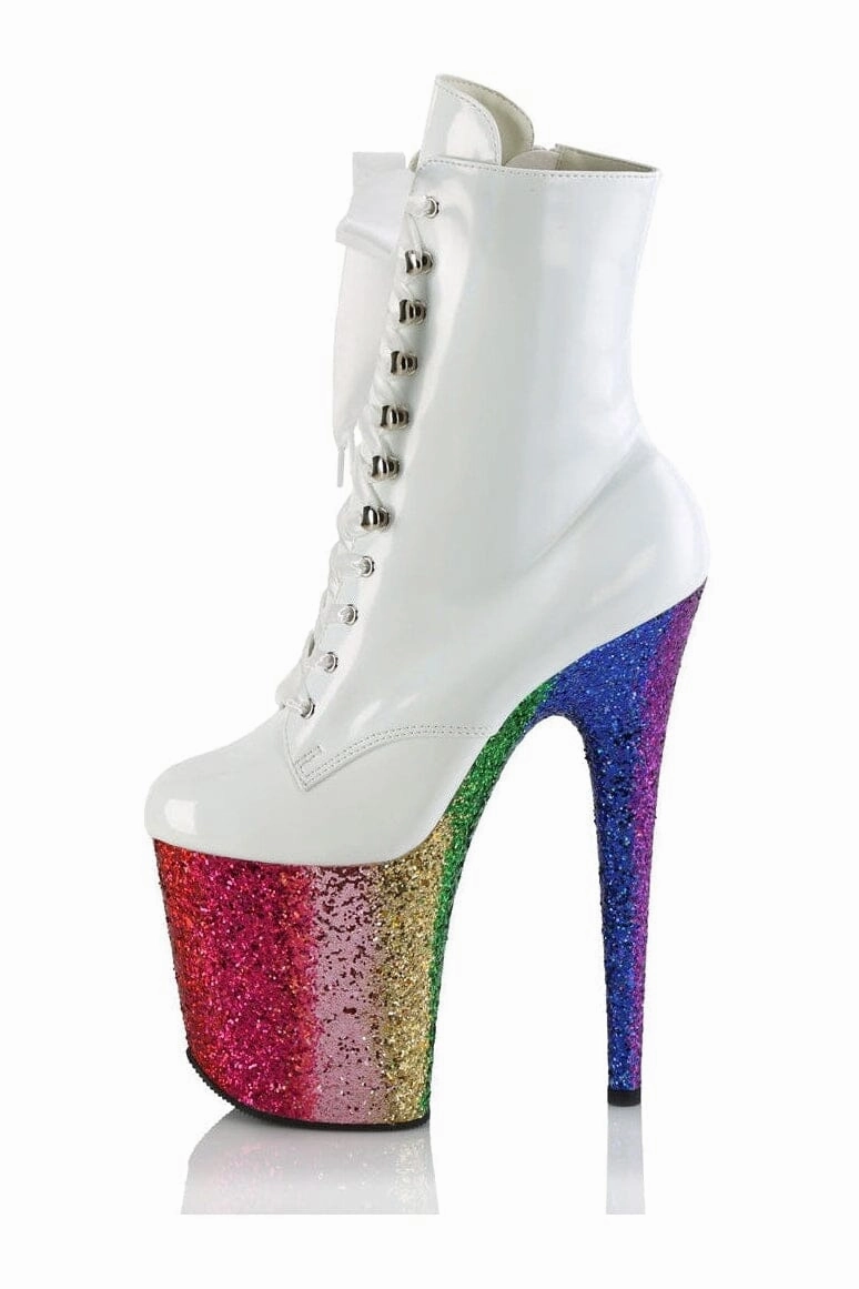 FLAMINGO-1020HG White Patent Ankle Boot