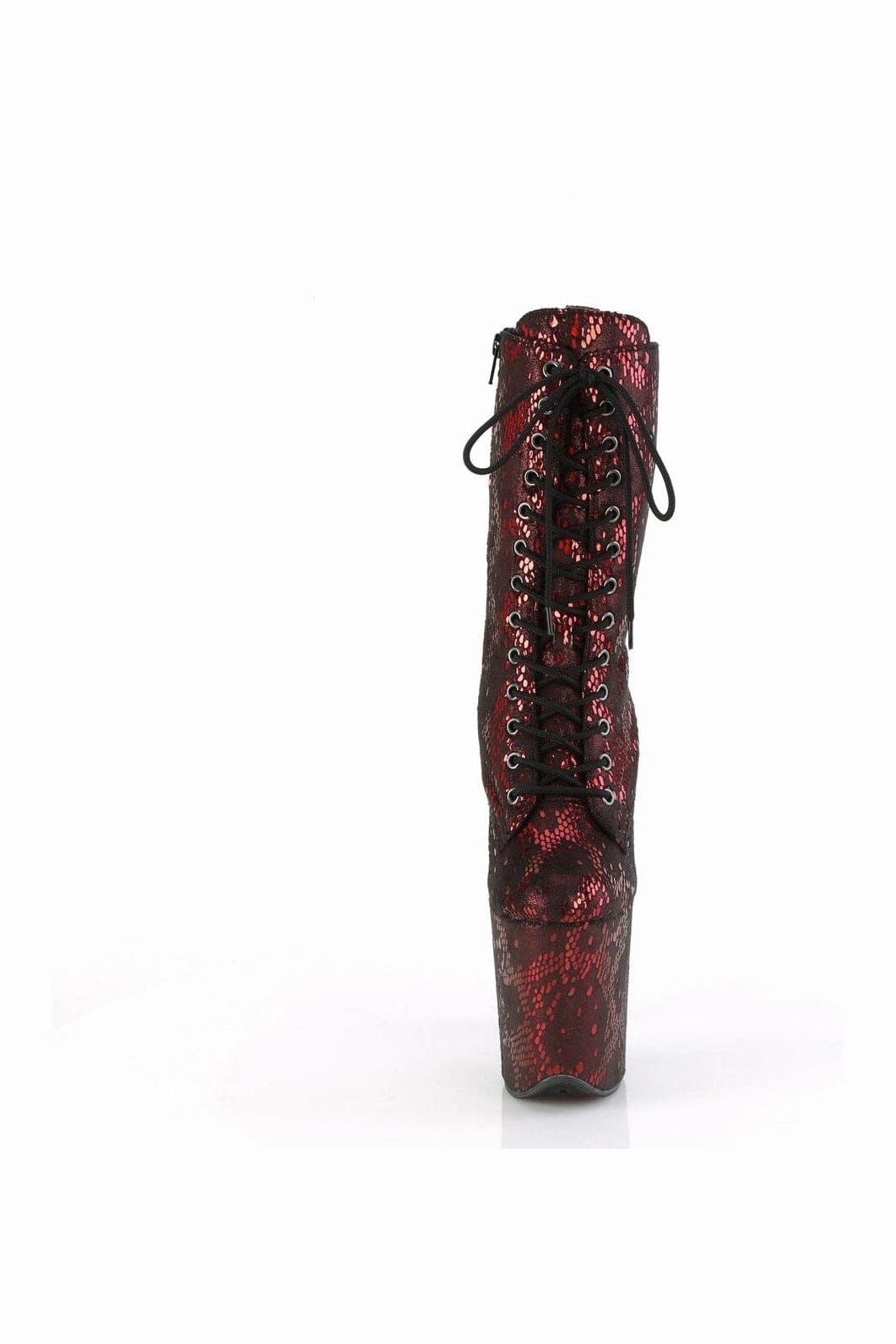 FLAMINGO-1040SPF Red Faux Snake Ankle Boot