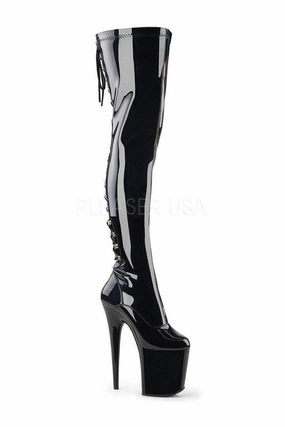 FLAMINGO-3063 Platform Boot  | Black Patent