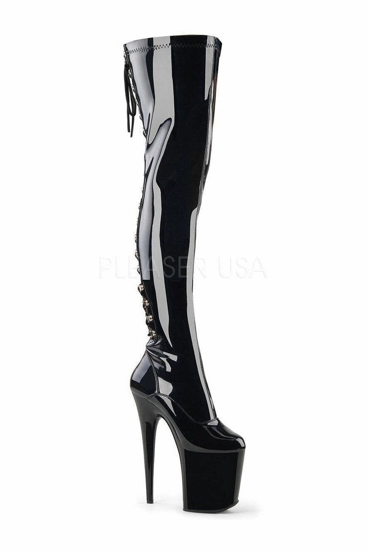FLAMINGO-3063 Platform Boot  | Black Patent