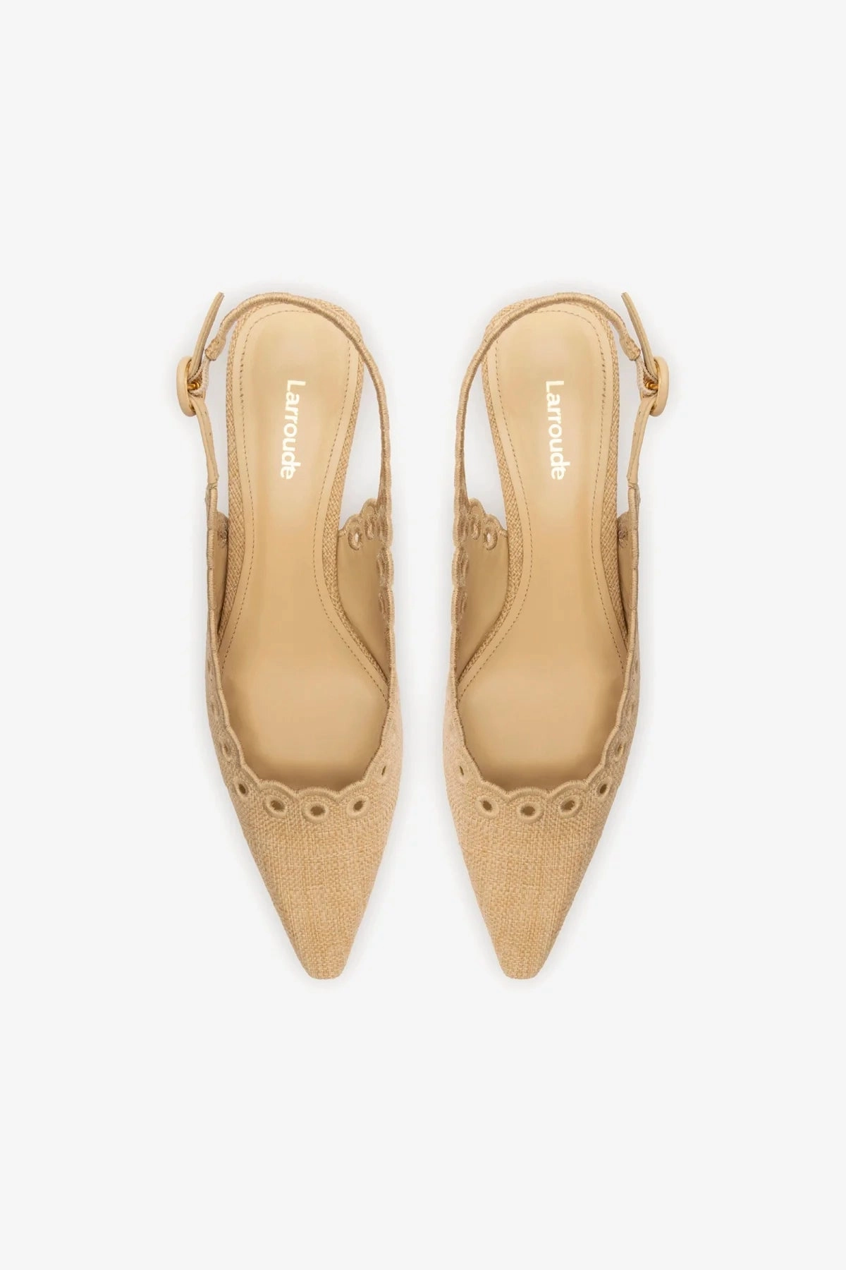 Florence Broderie Pump In Beige Raffia