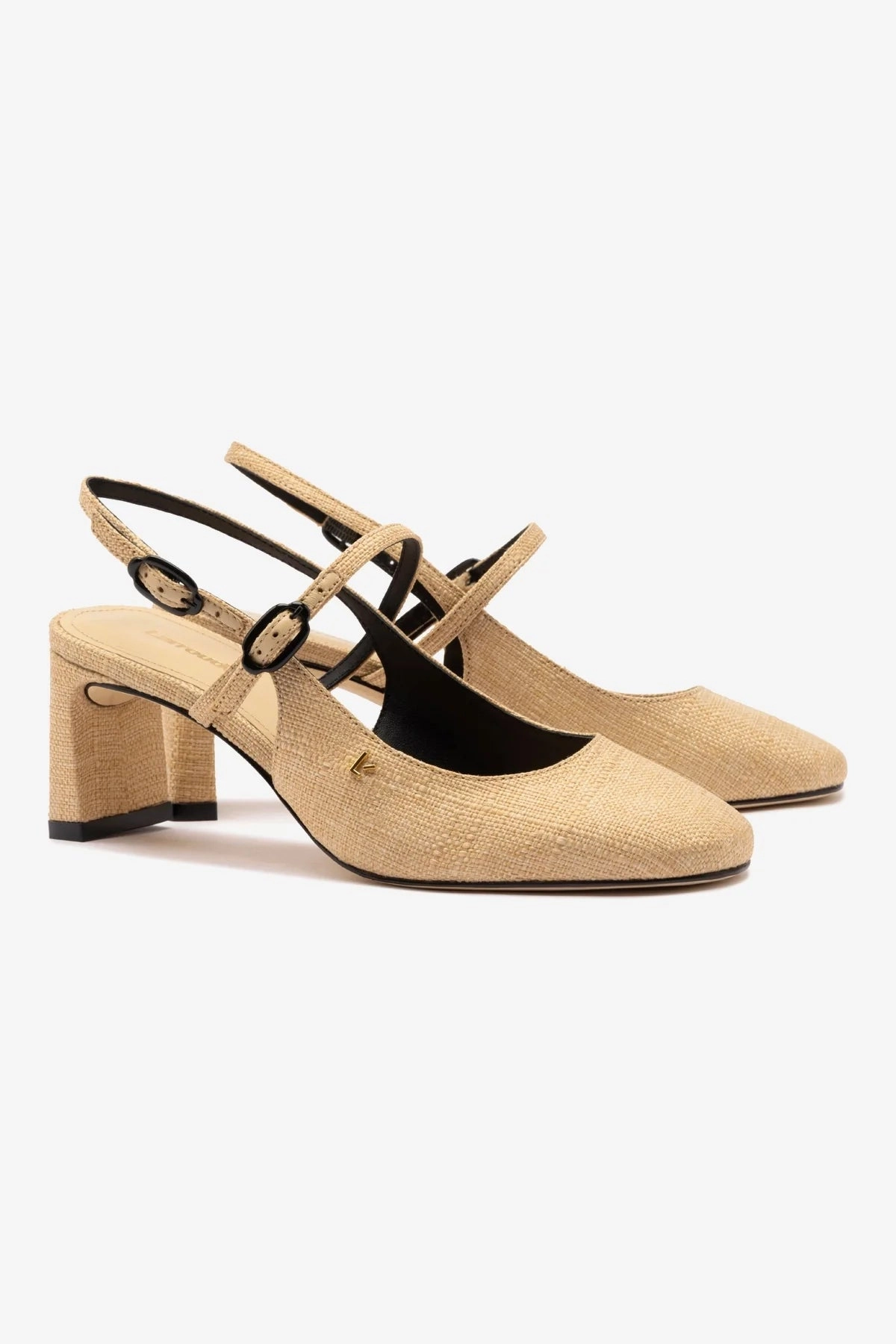 Georgina Pump In Beige Raffia and Black Trimming