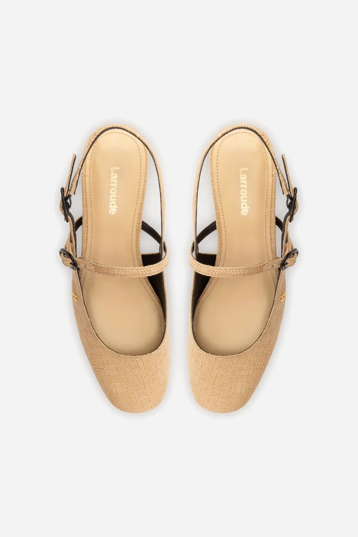 Georgina Pump In Beige Raffia and Black Trimming