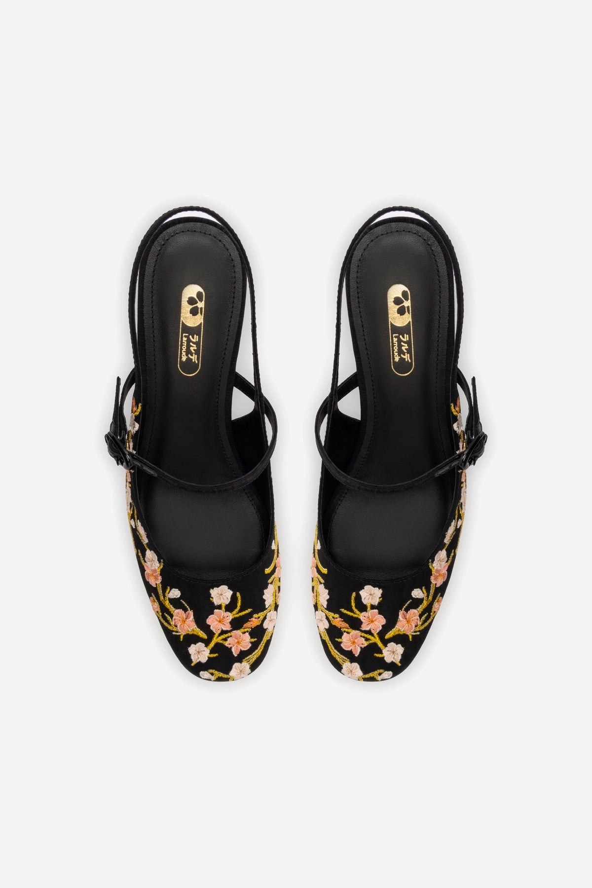 Georgina Pump In Black Sakura Printed Fabric