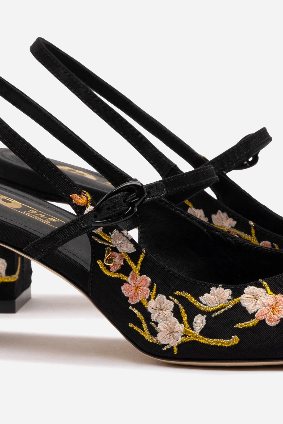 Georgina Pump In Black Sakura Printed Fabric