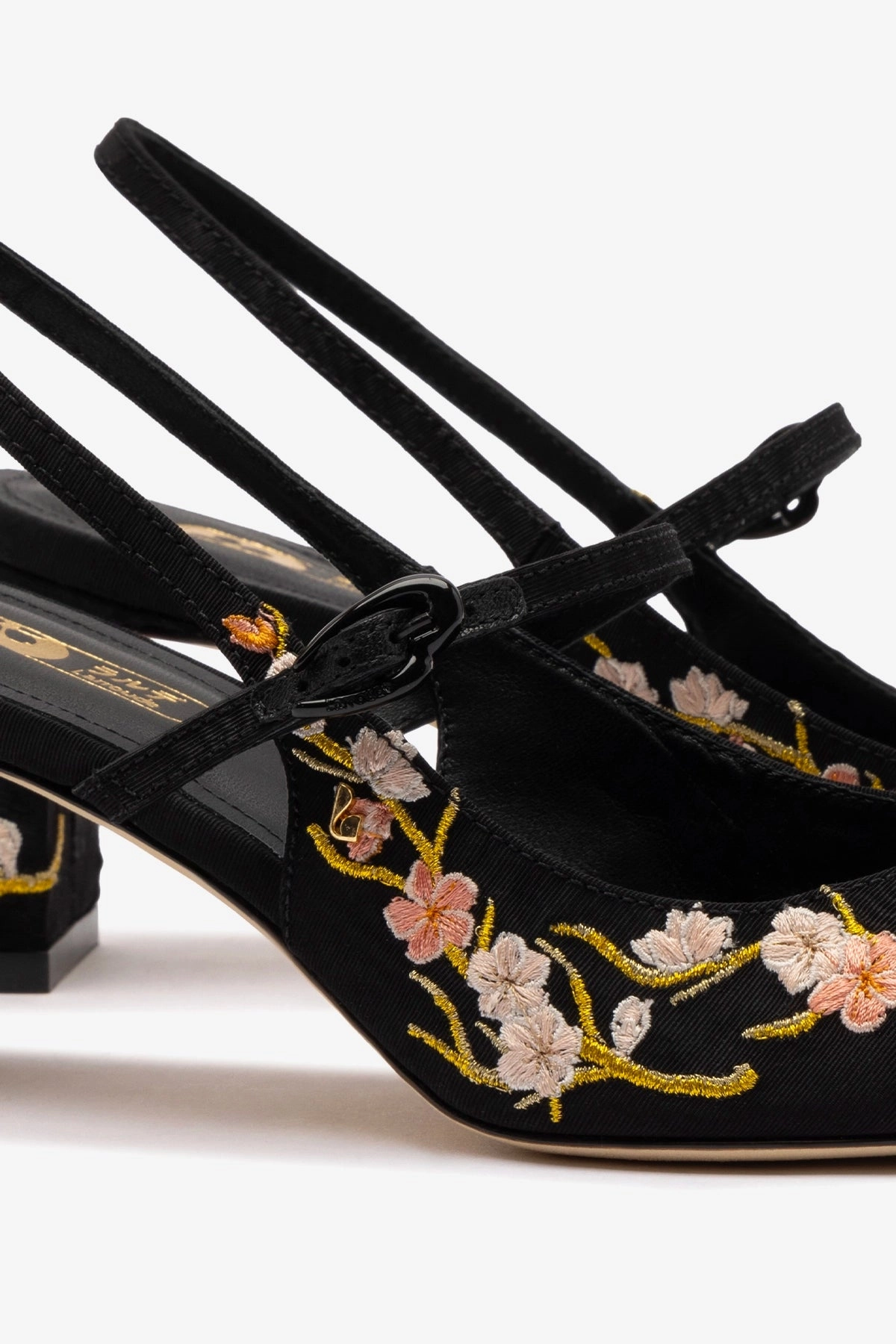 Georgina Pump In Black Sakura Printed Fabric