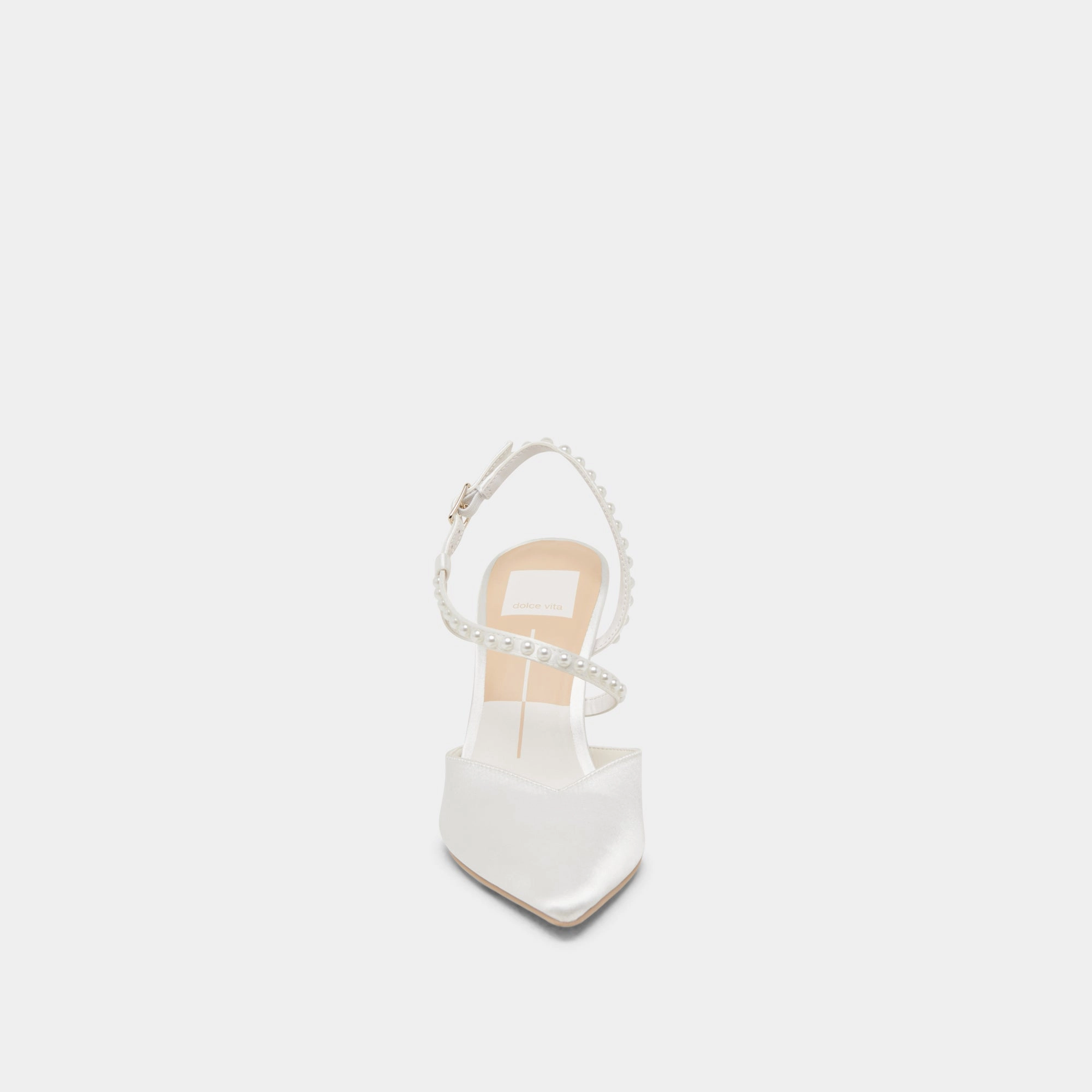 KAMRA PEARL HEELS TRUE WHITE SATIN