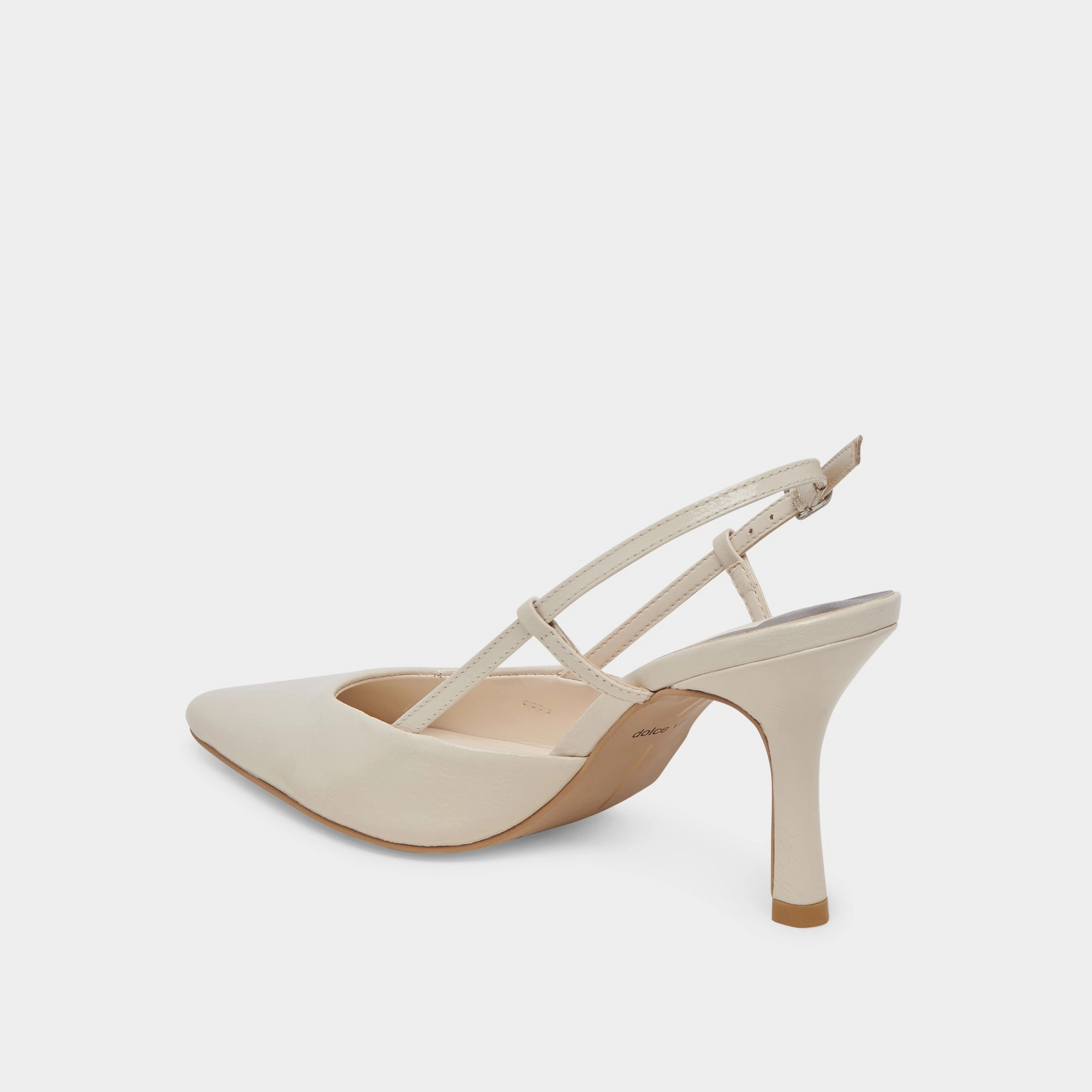 KIM HEELS IVORY CRINKLE PATENT - re:vita
