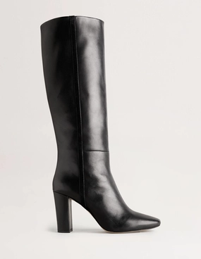 Knee High Leather Boots-Black