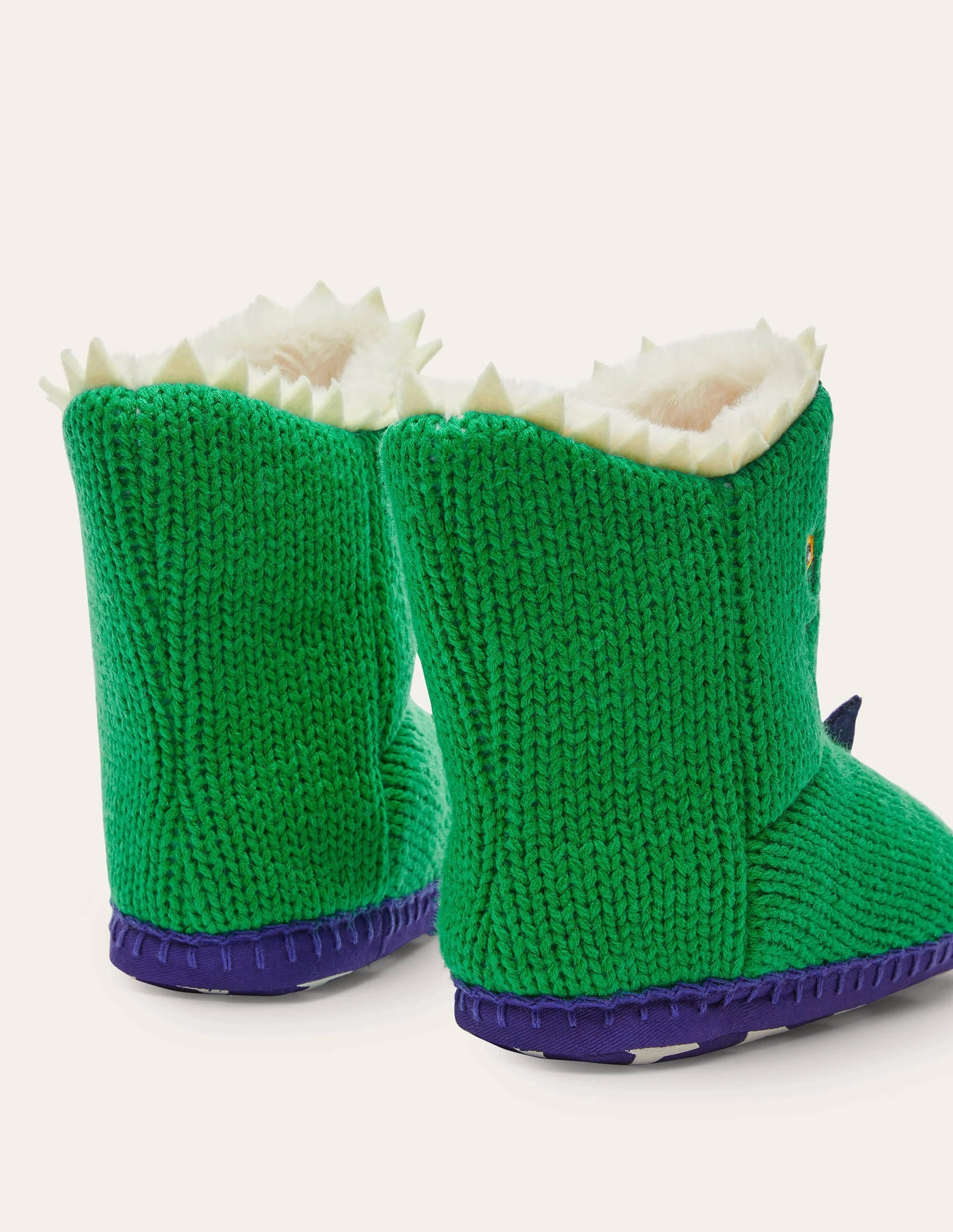 Knitted Dinosaur Slippers-Highland Green