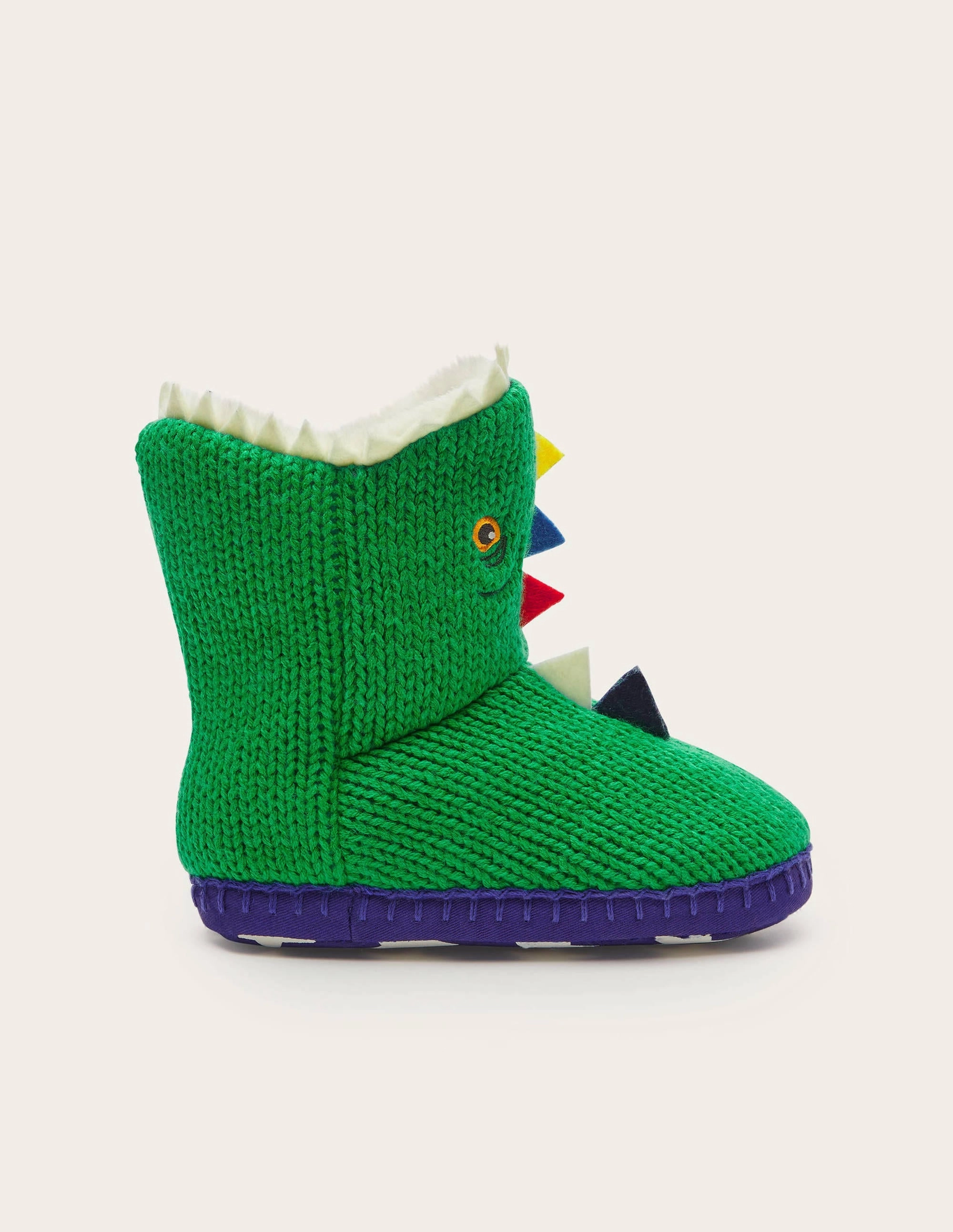 Knitted Dinosaur Slippers-Highland Green