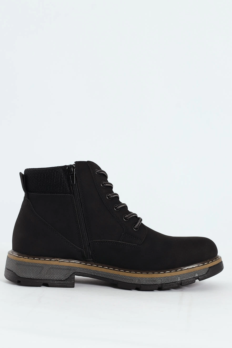 Lace Up Worker Boot - Black