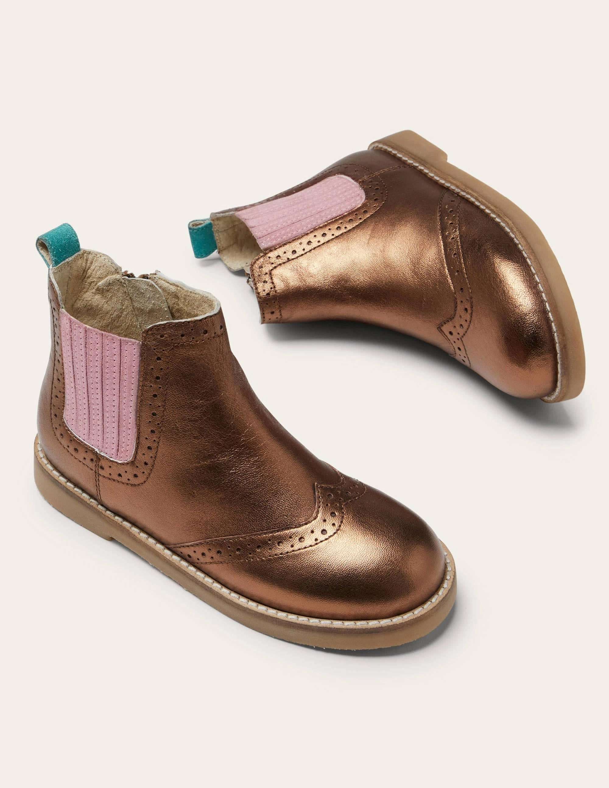 Leather Chelsea Boots-Bronze Metallic