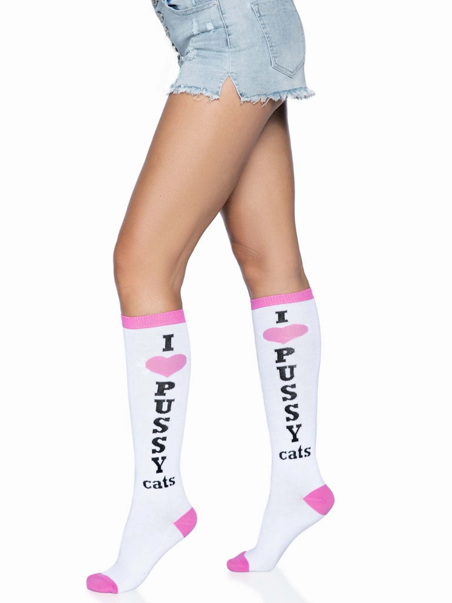 Leg Avenue Pussycat Knee High Socks 5624