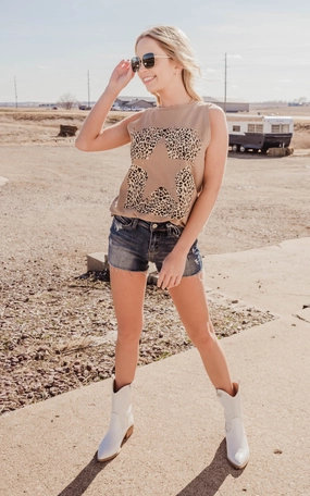 Leopard Star Tank Top - Final Sale