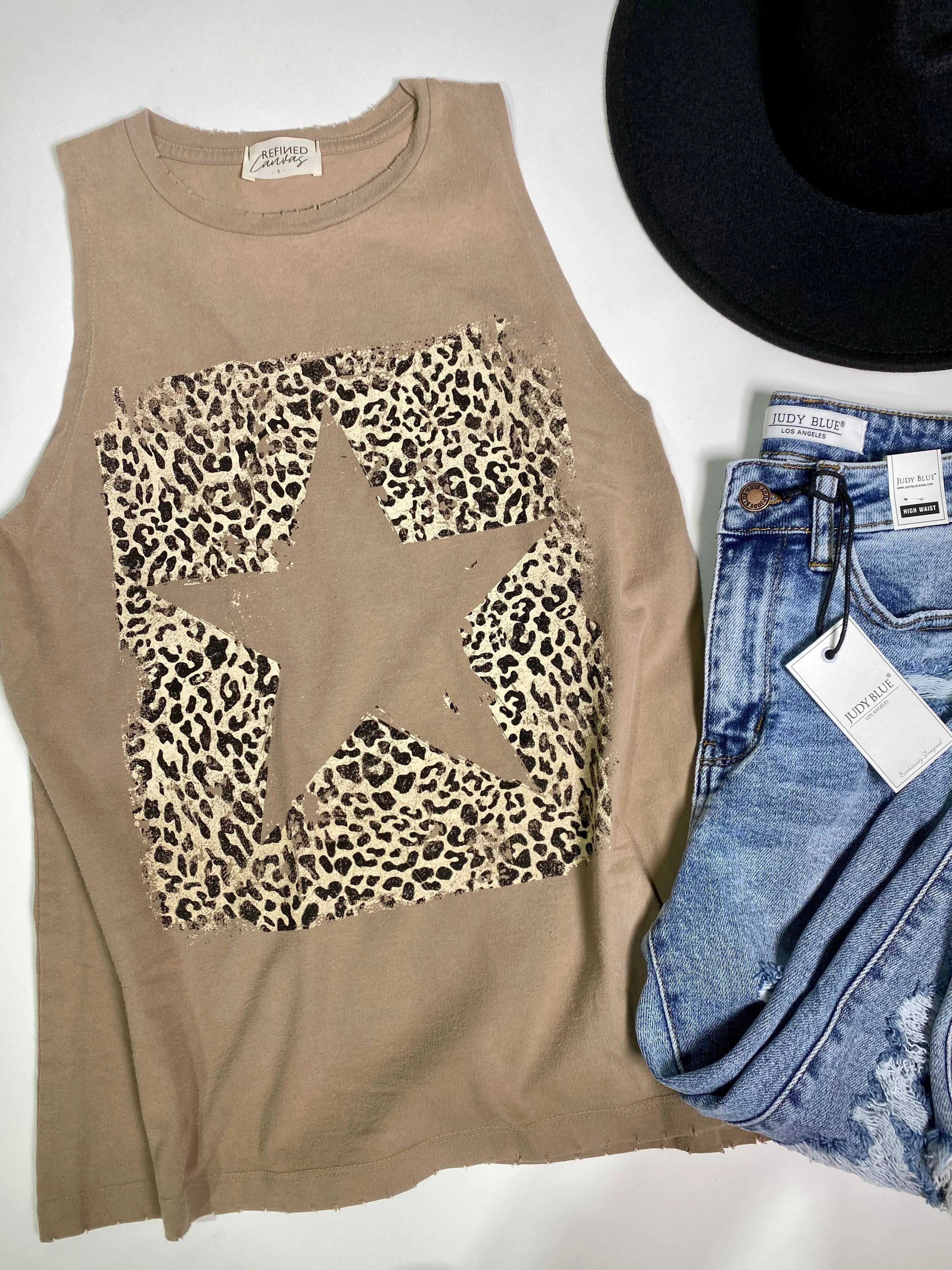 Leopard Star Tank Top - Final Sale