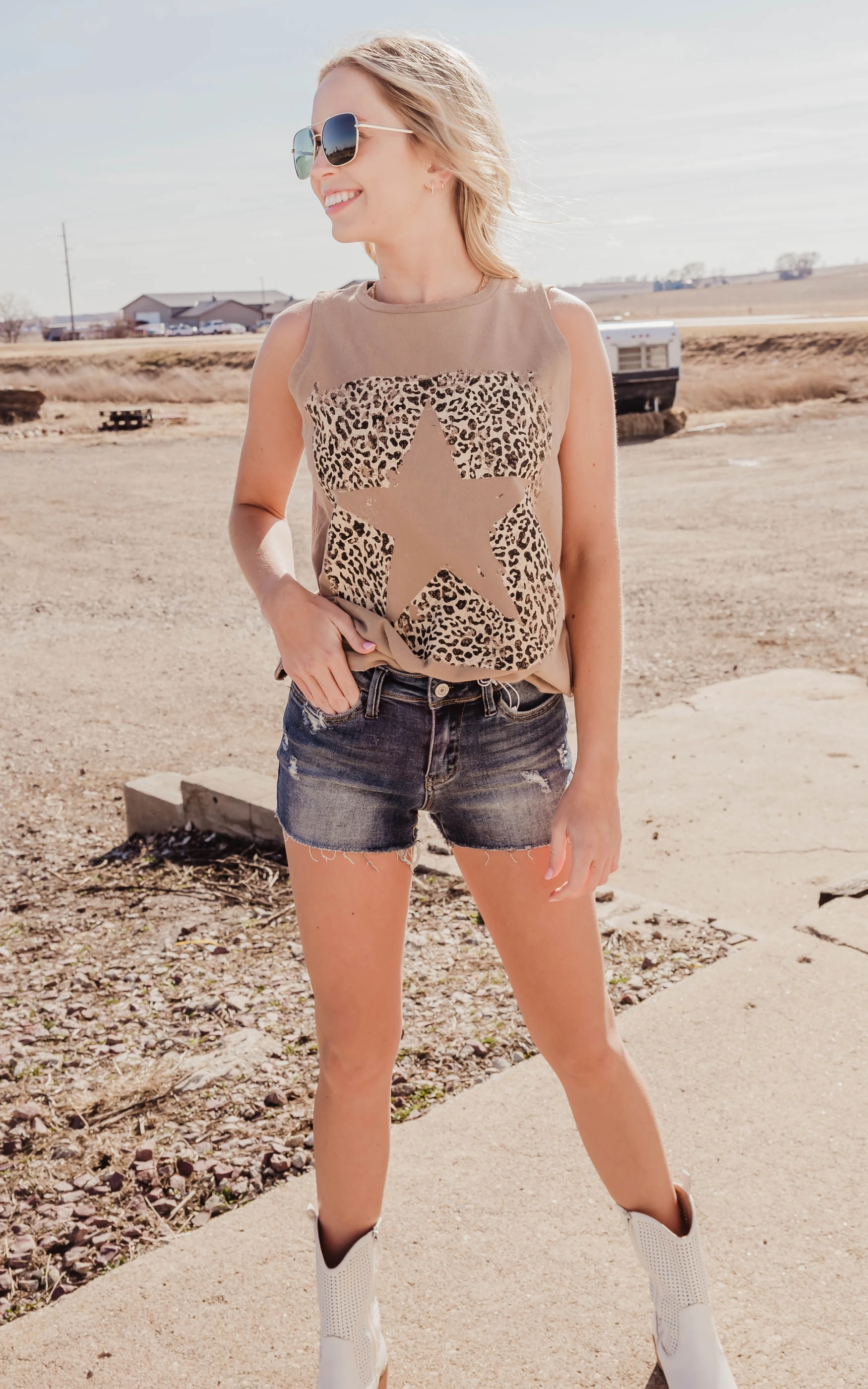 Leopard Star Tank Top - Final Sale