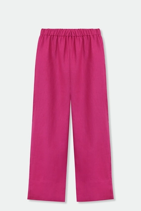 LONG BLOOM PANT IN PREMIUM ITALIAN LINEN BERRY