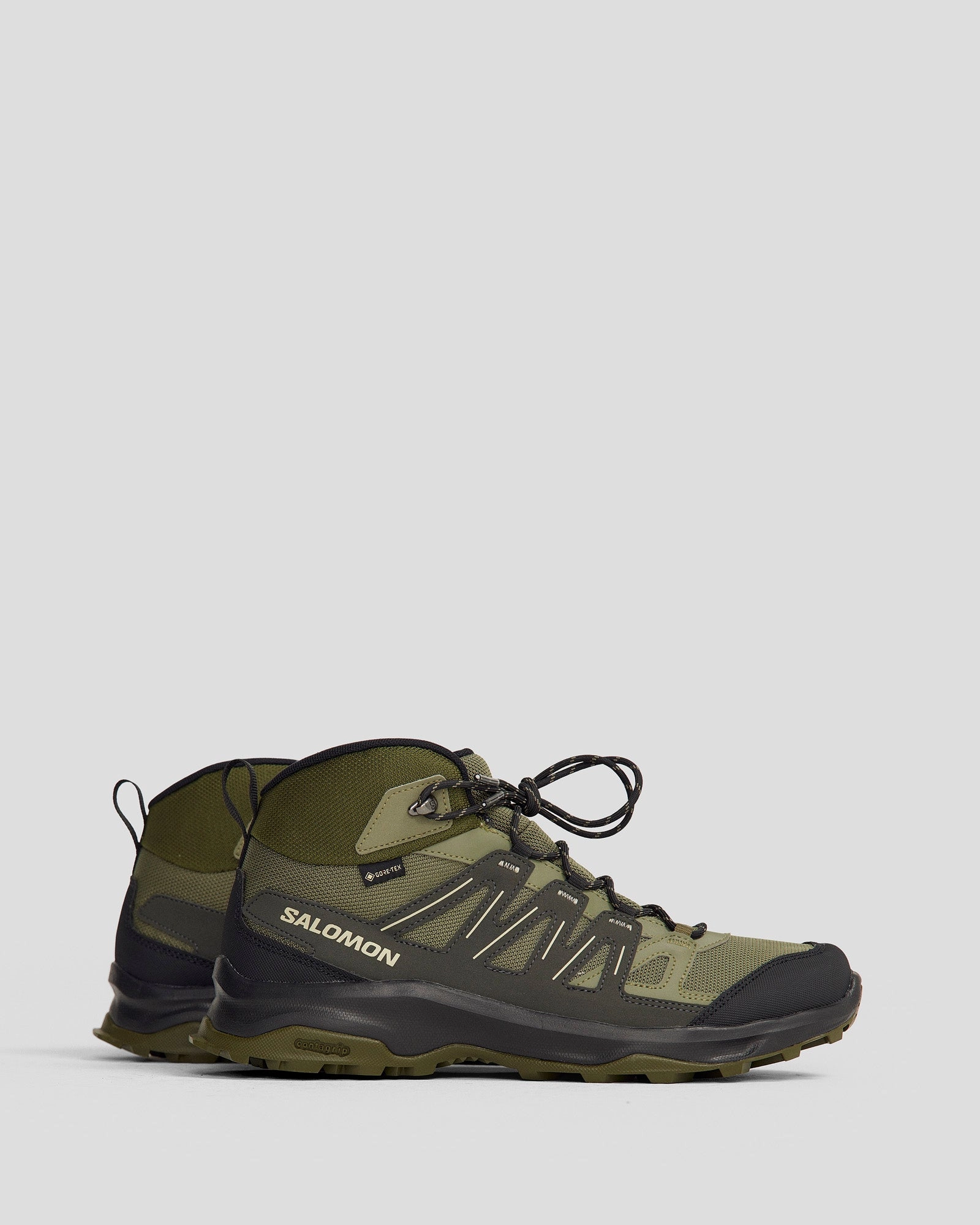 Men's Salomon Grivola Mid Waterproof Hiking Boots - Deep Lichen Green/ Black/Olive Night