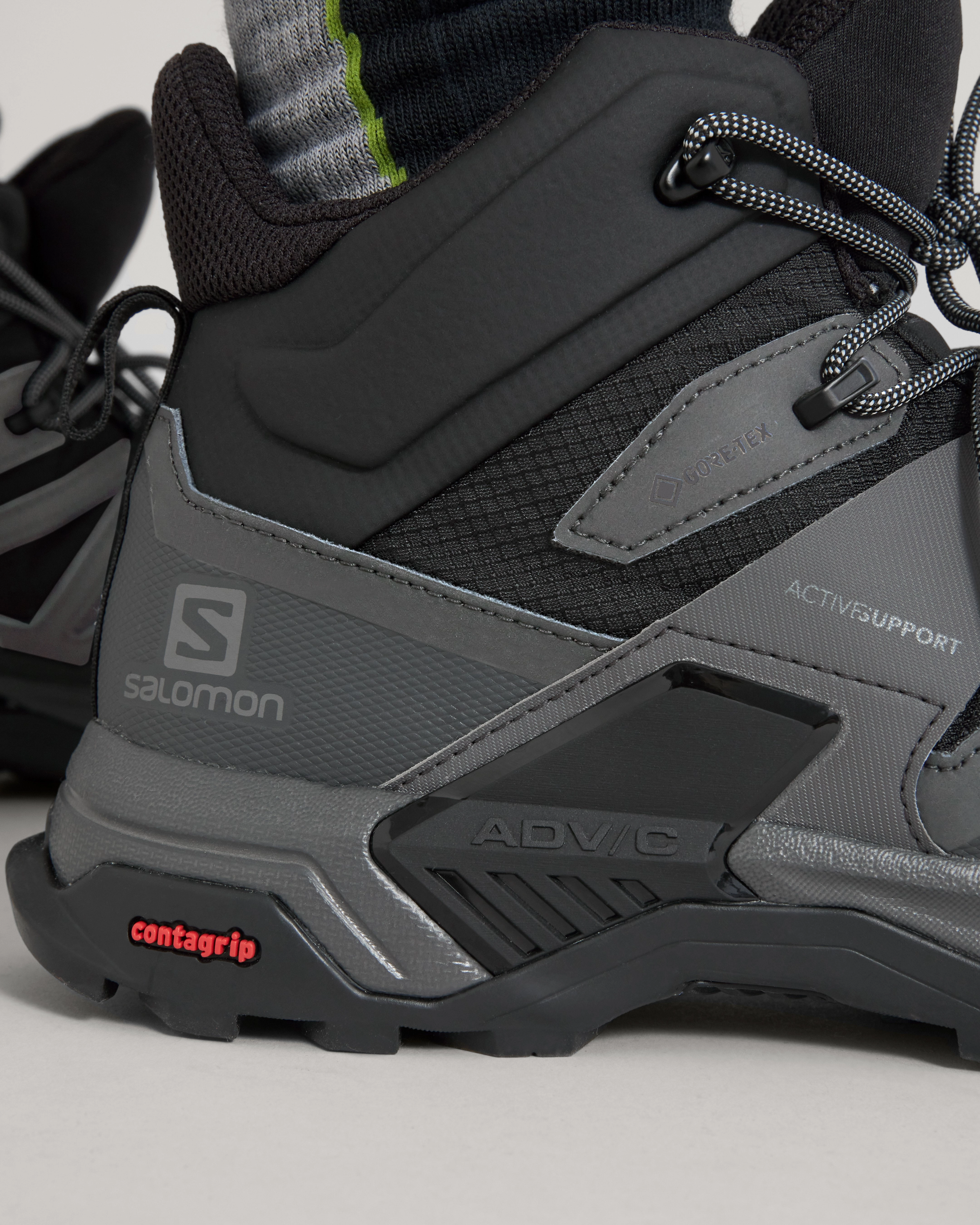 Men's Salomon X Ultra 4 GORE-TEX Mid Hiking Boots - Wide - Black/Magnet/Pearl Blue