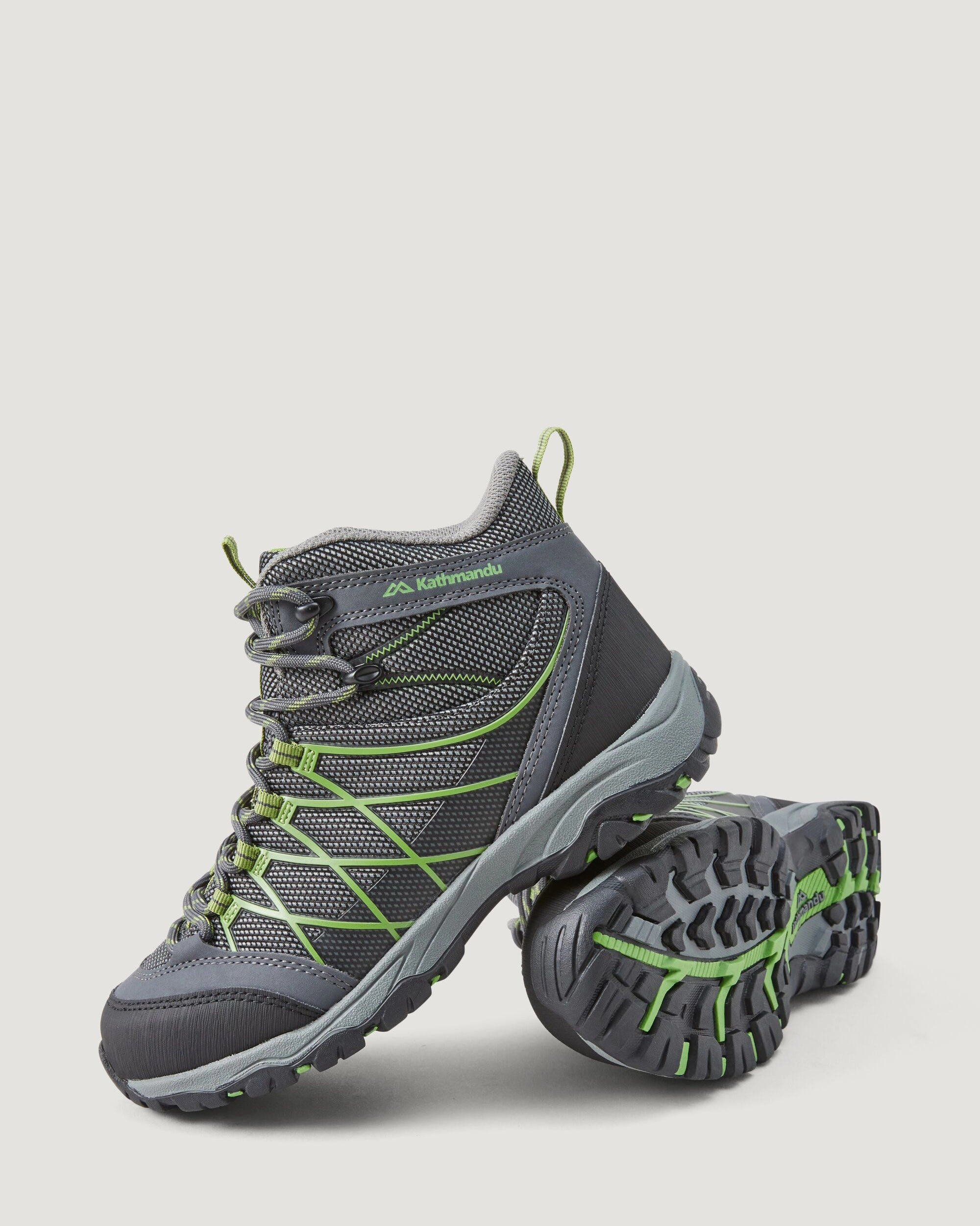 Messey Mid Kids' Unisex Boots v2 - Grey/Green