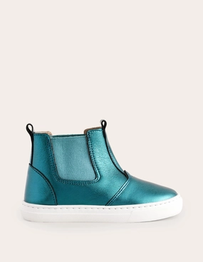 Metallic Ankle Boots-Navy