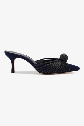 Mini Valerie Pump In Navy Suede and Black Leather