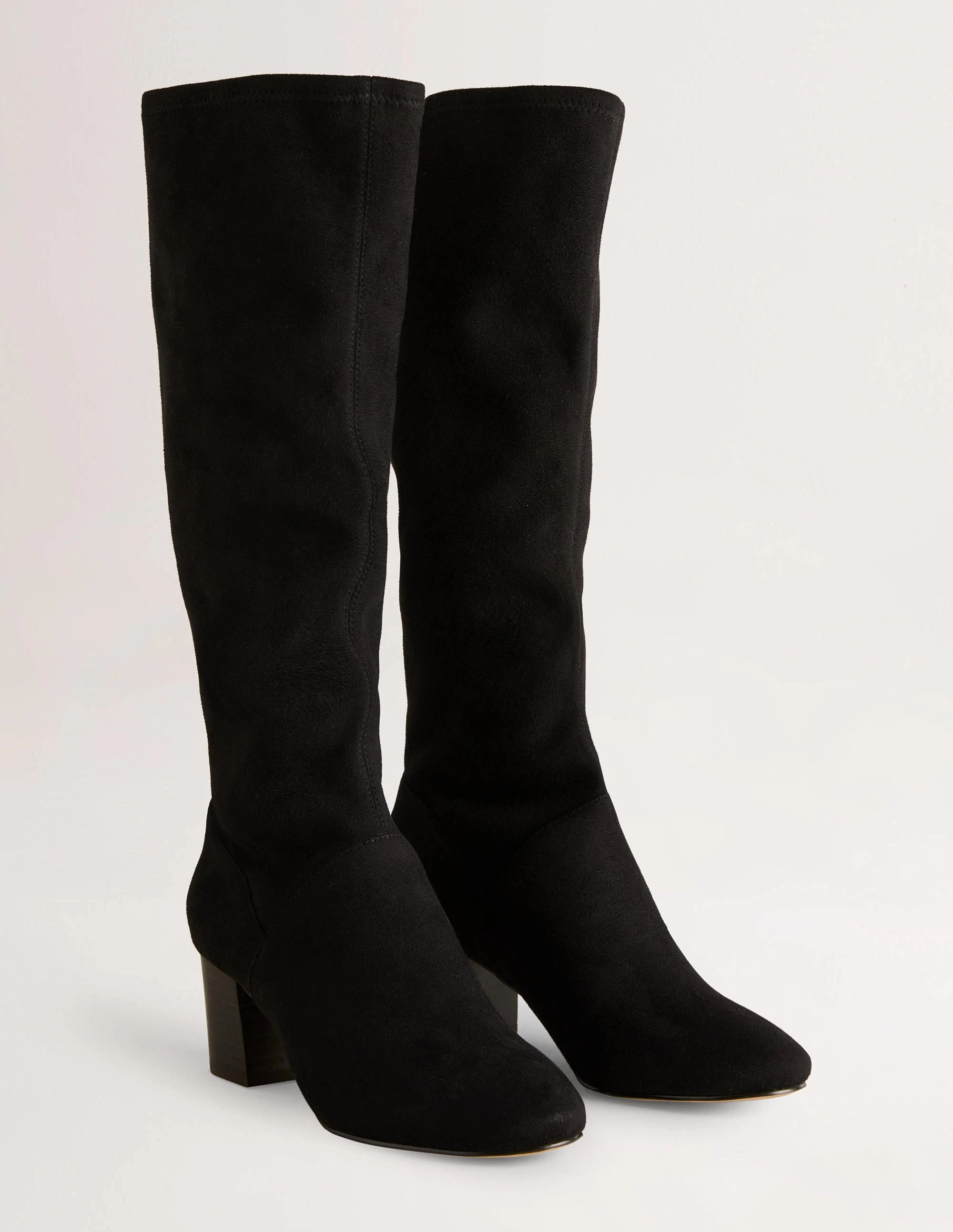 Round Toe Stretch Boots-Black