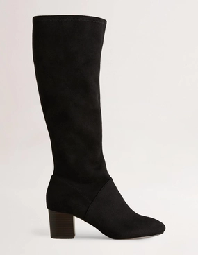 Round Toe Stretch Boots-Black
