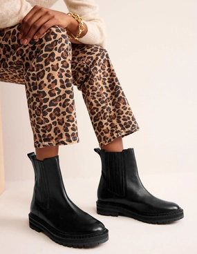 Sadie Chunky Chelsea Boots-Black Calf Leather