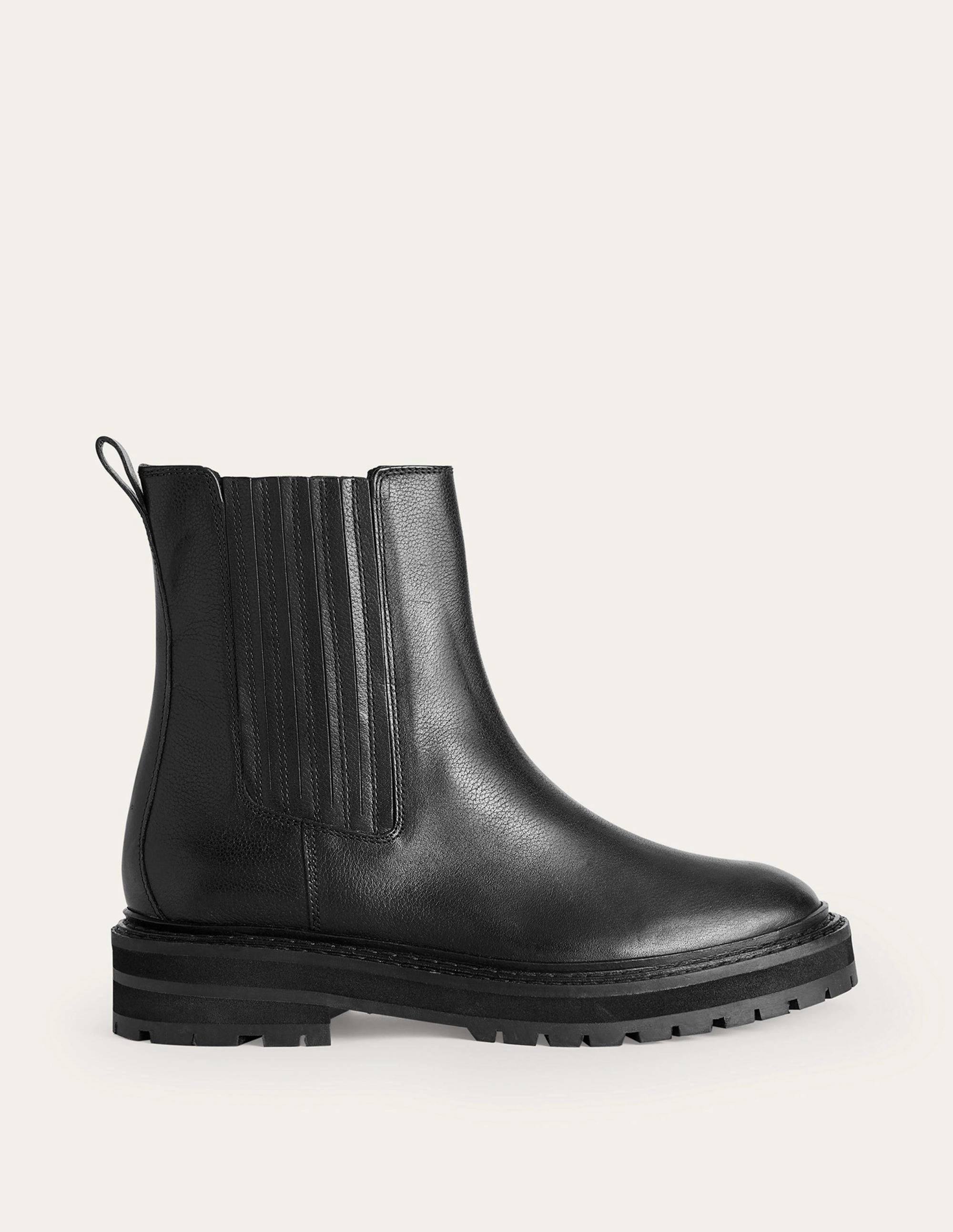 Sadie Chunky Chelsea Boots-Black Calf Leather