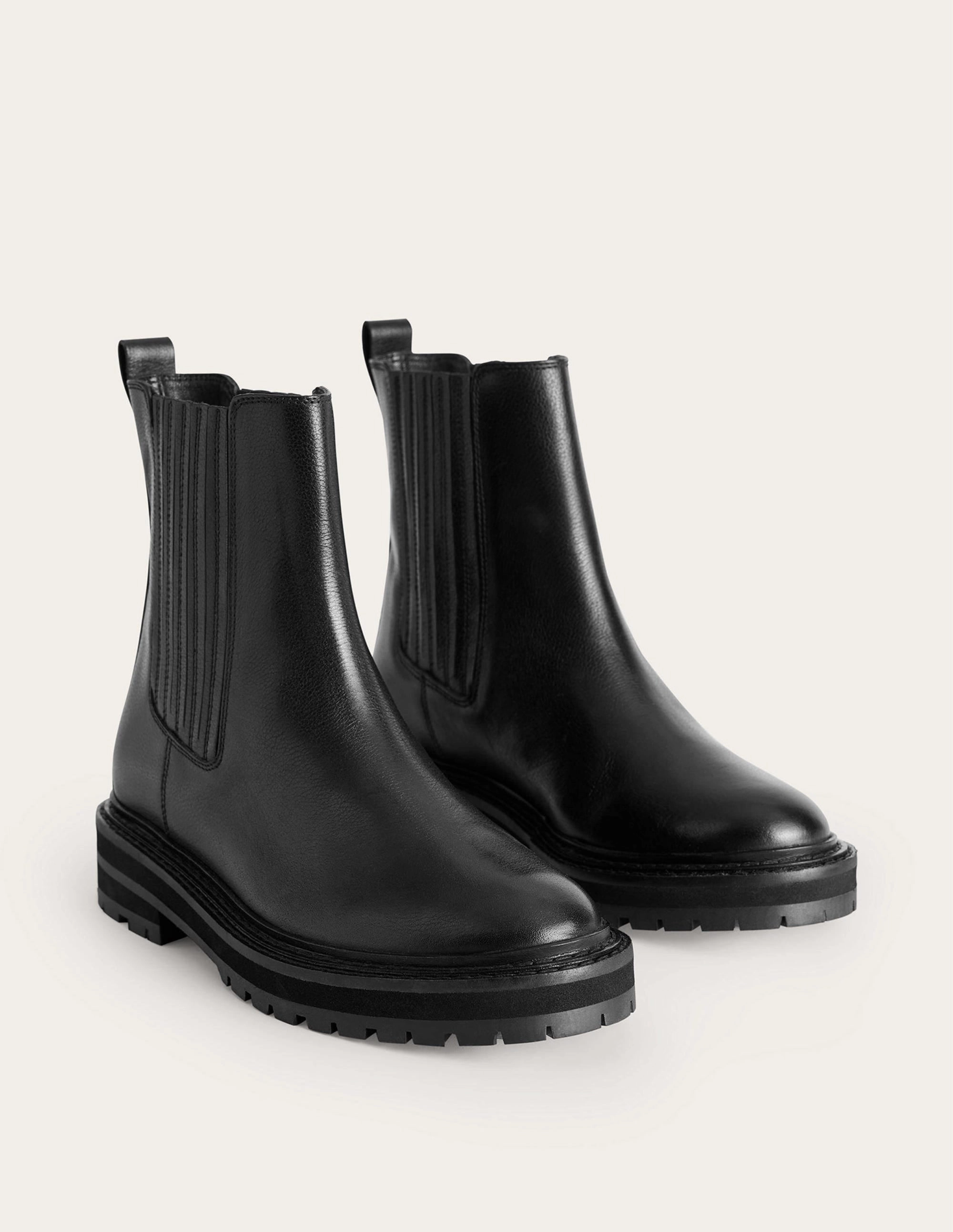 Sadie Chunky Chelsea Boots-Black Calf Leather
