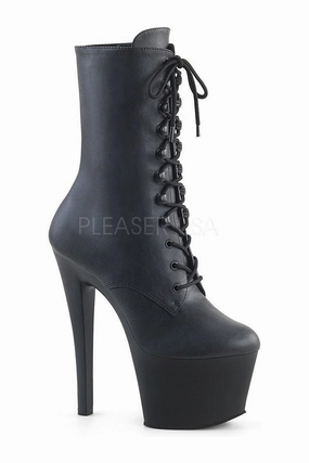 SKY-1020 Platform Boot  | Black Faux Leather