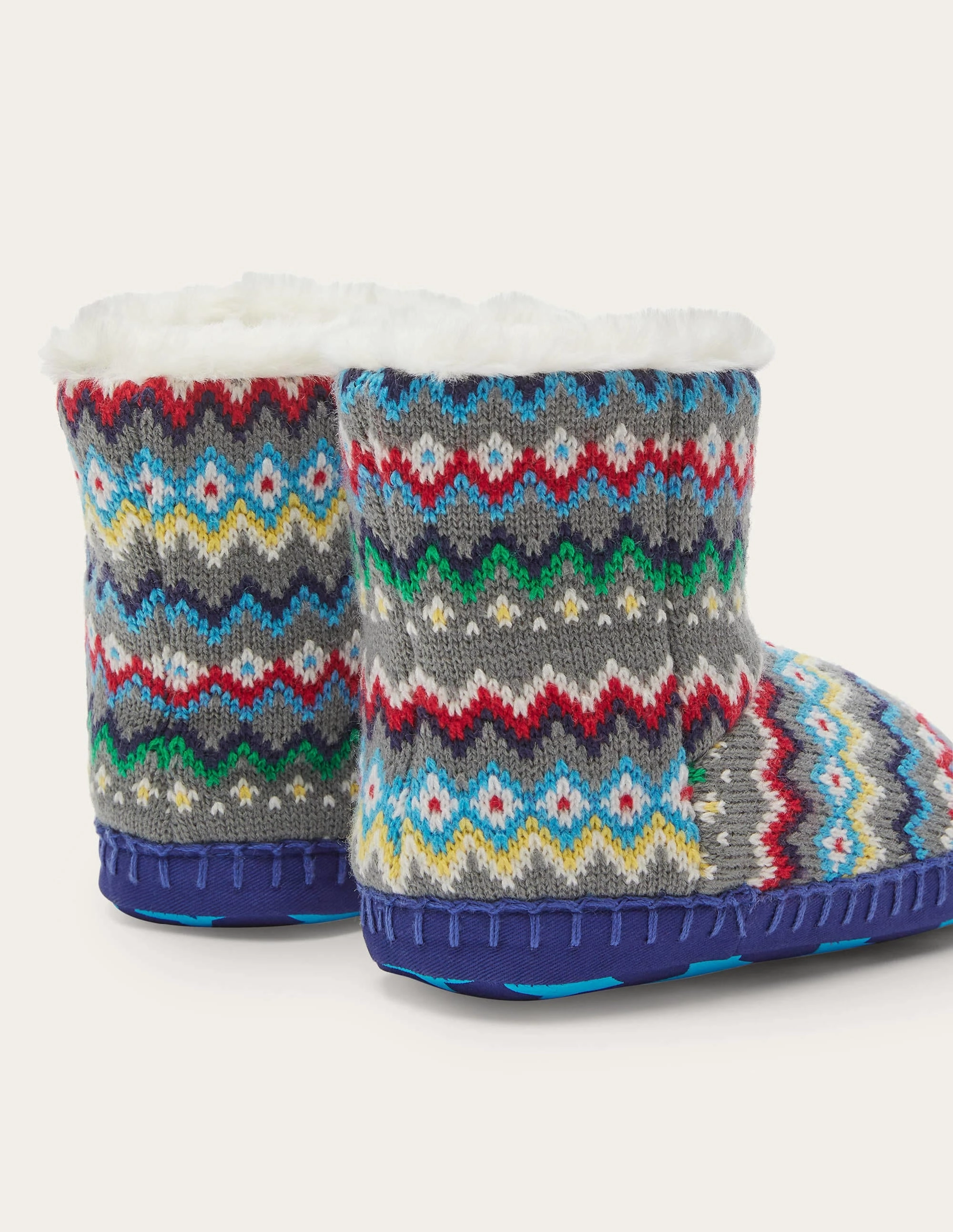 Slipper Boots-Grey Fairisle