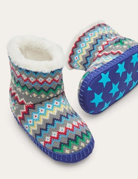Slipper Boots-Grey Fairisle