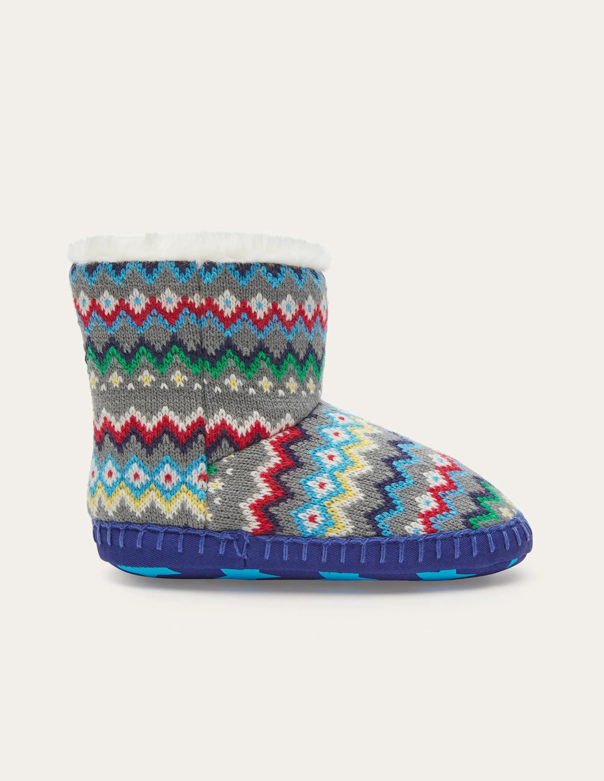 Slipper Boots-Grey Fairisle