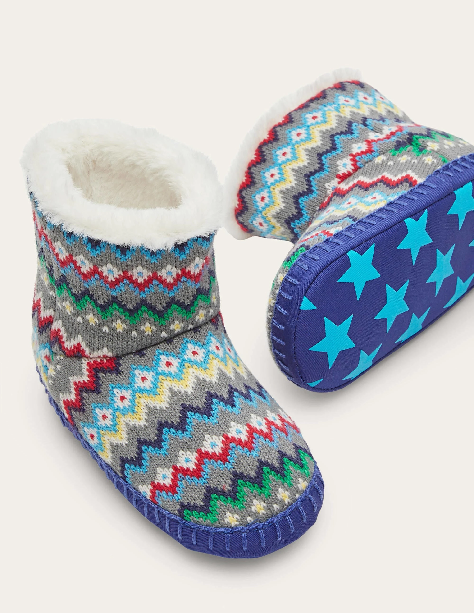 Slipper Boots-Grey Fairisle