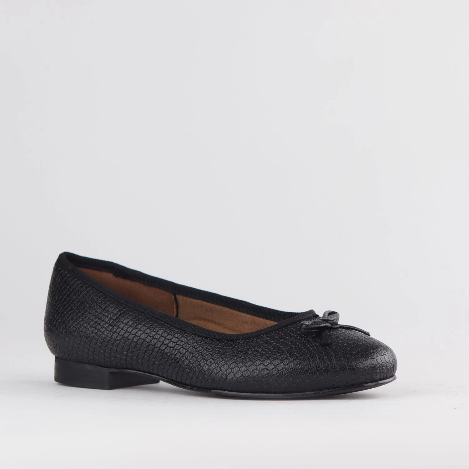 Soft Square Toe Ballerina Flat Pump with Bow in Black Multi- 12796