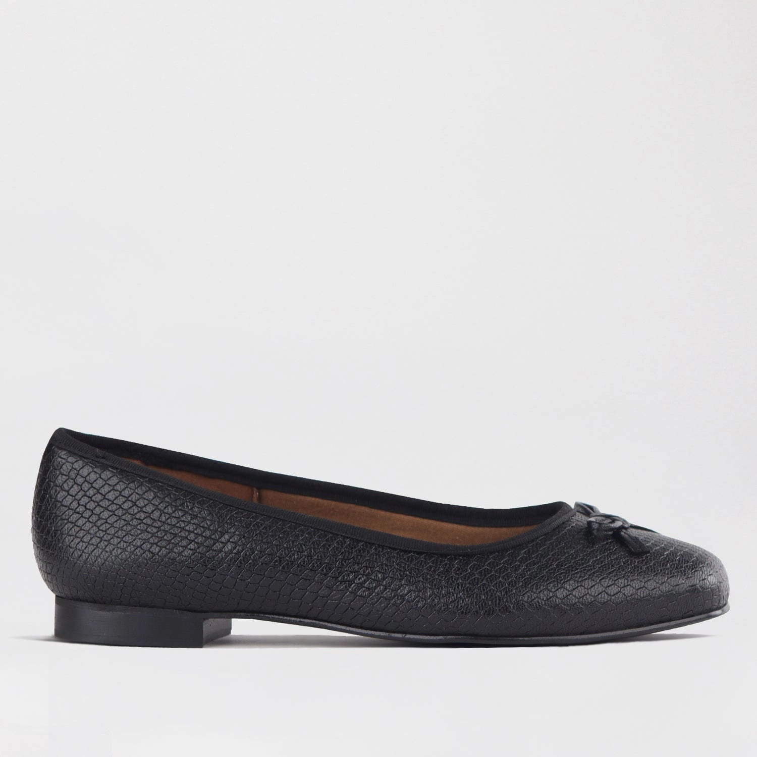 Soft Square Toe Ballerina Flat Pump with Bow in Black Multi- 12796