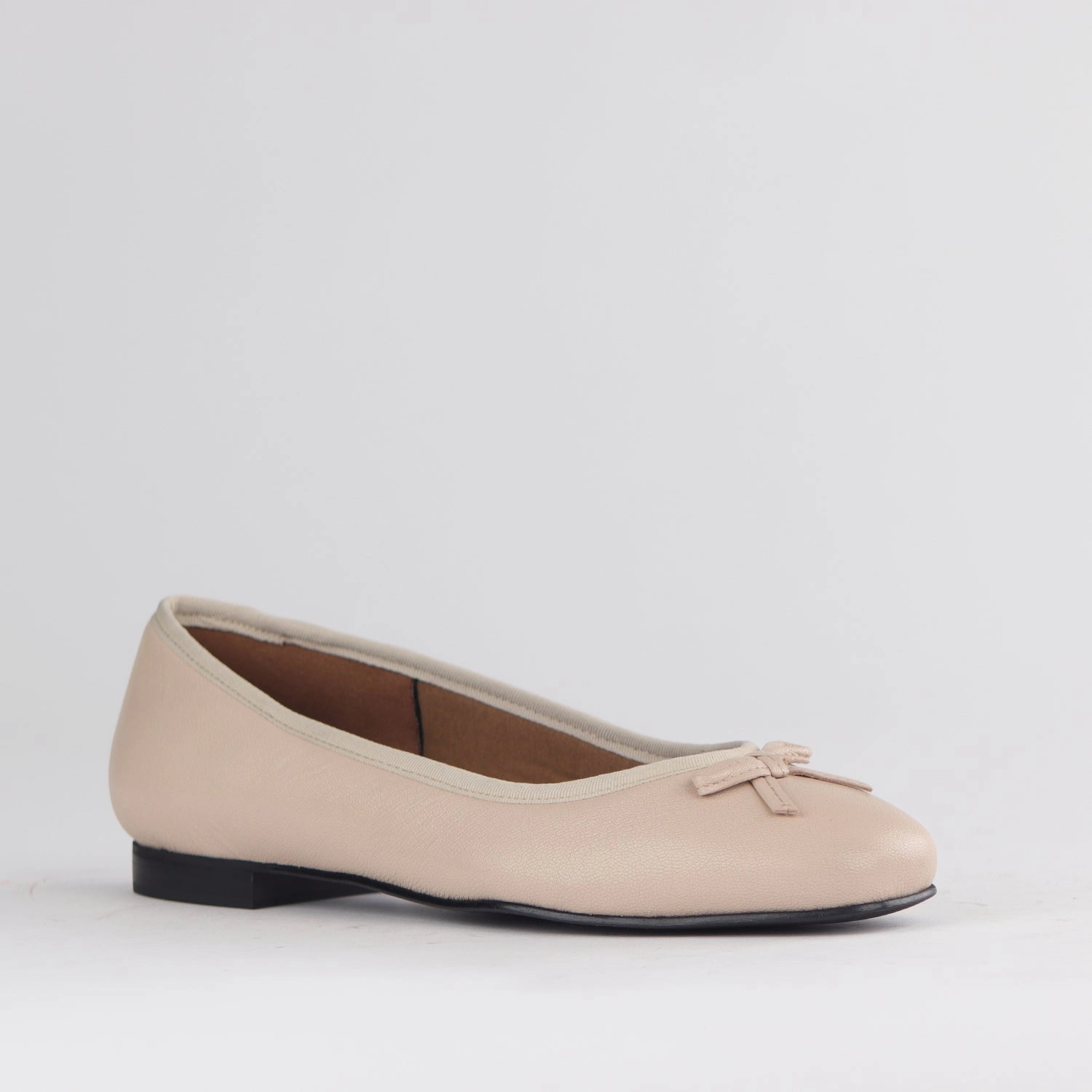 Soft Square Toe Ballerina Flat Pump with Bow in Ivory Multi- 12796