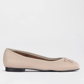 Soft Square Toe Ballerina Flat Pump with Bow in Ivory Multi- 12796